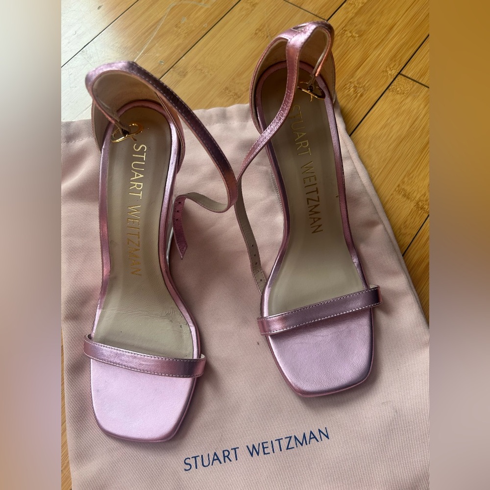 Stuart Weitzman sandals in pearly pink .